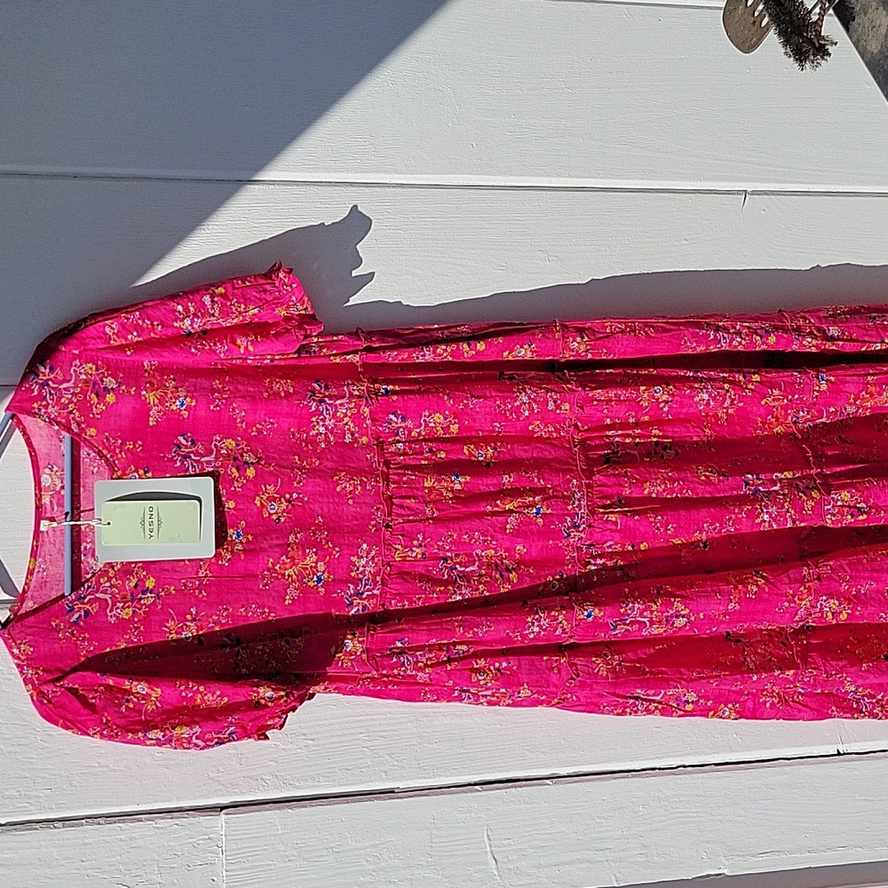 Floral Pink Maxi Dress Yesno Large Ruffle